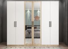 Alessi 6 Kapaklı Dolap Gardırop Meşe Beyaz