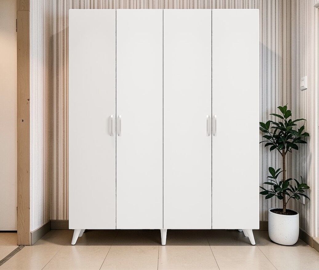 Duke 4 Kapaklı Ayakkabılık Beyaz 160 cm M2- Ücretsiz Kurulum