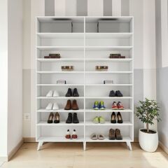 Duke 4 Kapaklı Ayakkabılık Beyaz 180 cm M2- Ücretsiz Kurulum