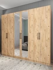 Alessi 6 Kapaklı Dolap Gardırop Çam