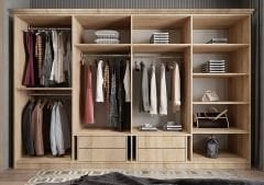 Foster Membran 8 Kapaklı 4 Çekmeceli Dolap Gardırop Montaj Dahil - Meşe Beyaz