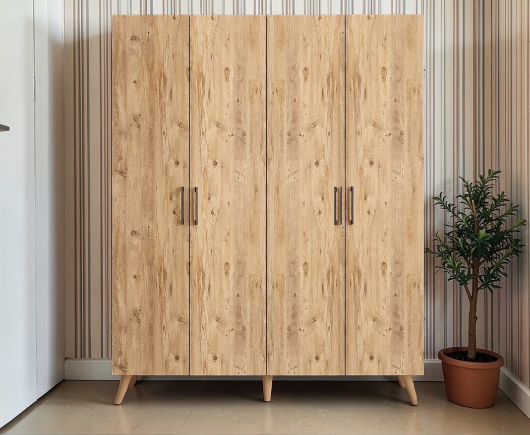 Duke 4 Kapaklı Ayakkabılık Çam 140 cm M2- Ücretsiz Kurulum