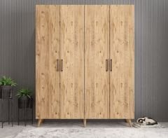 Duke 4 Kapaklı Ayakkabılık Çam 140 cm M2- Ücretsiz Kurulum