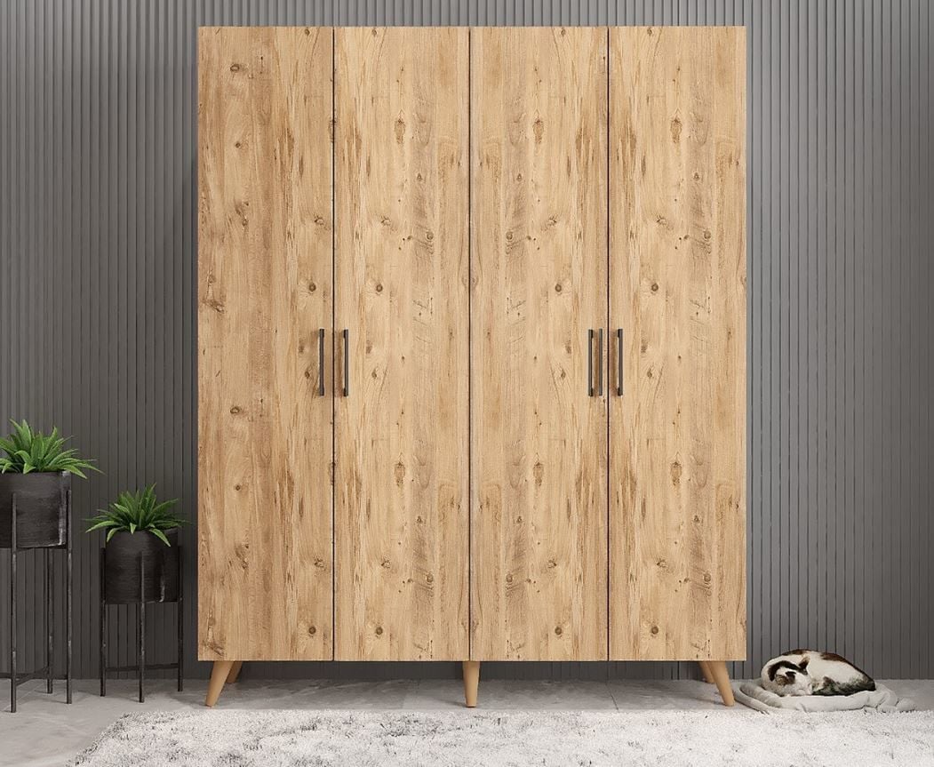 Duke 4 Kapaklı Ayakkabılık Çam 160 cm M2- Ücretsiz Kurulum