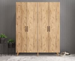 Duke 4 Kapaklı Ayakkabılık Çam 160 cm M2- Ücretsiz Kurulum