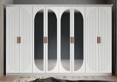 Foster Membran 8 Kapaklı 4 Çekmeceli Dolap Gardırop Montaj Dahil - Beyaz