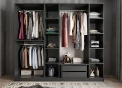 Cartel 6 Kapaklı Gizli Çekmeceli Gardırop Dolap Füme Beyaz - Ücretsiz Kurulum