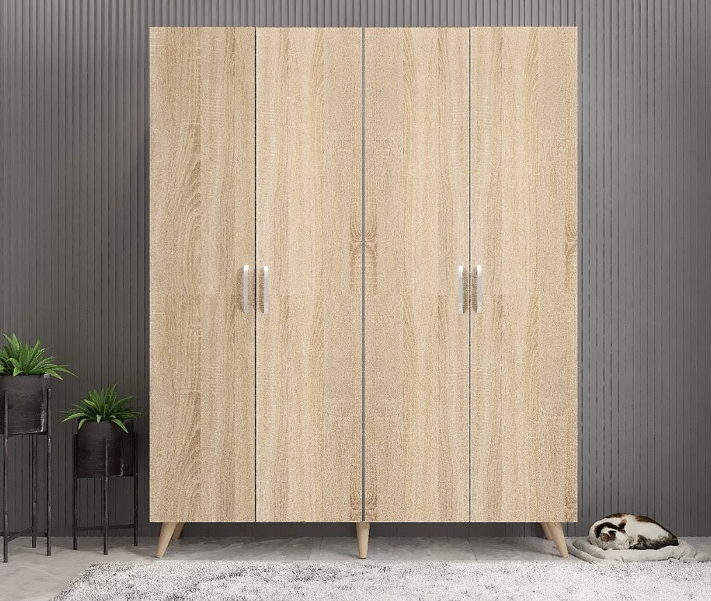 Duke 4 Kapaklı Ayakkabılık Meşe 180 cm M2- Ücretsiz Kurulum