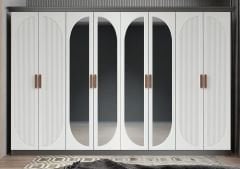 Foster Membran 8 Kapaklı 4 Çekmeceli Dolap Gardırop Montaj Dahil - Fume Beyaz