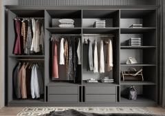 Foster Membran 8 Kapaklı 4 Çekmeceli Dolap Gardırop Montaj Dahil - Fume Beyaz