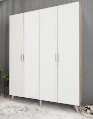 Duke 4 Kapaklı Ayakkabılık Meşe Beyaz 140 cm M2- Ücretsiz Kurulum