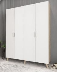 Duke 4 Kapaklı Ayakkabılık Meşe Beyaz 160 cm M2- Ücretsiz Kurulum