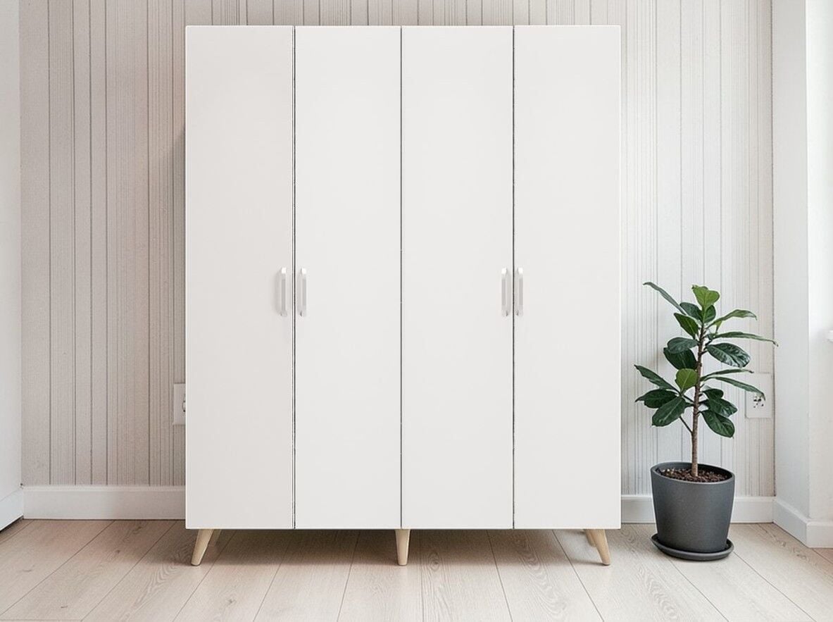 Duke 4 Kapaklı Ayakkabılık Meşe Beyaz 180 cm M2- Ücretsiz Kurulum