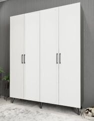 Duke 4 Kapaklı Ayakkabılık Füme Beyaz 140 cm M2- Ücretsiz Kurulum