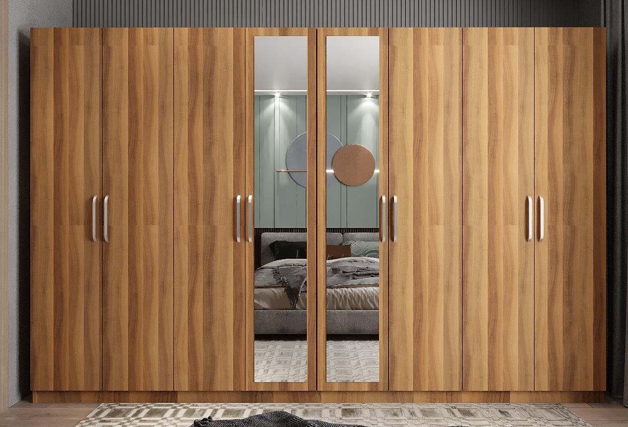 Padova 8 Kapaklı Dolap Gardırop Ceviz - Ücretsiz Kurulum