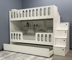 Astana Tamamı Mdf Yavrulu Seyyar Merdivenli  Ranza Ücretsiz Kurulum Byz