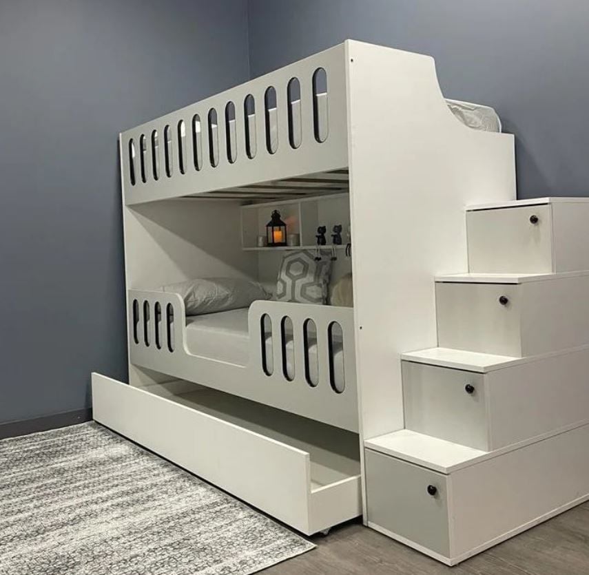 Astana Tamamı Mdf Yavrulu Seyyar Merdivenli  Ranza Ücretsiz Kurulum Byz