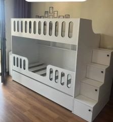 Astana Tamamı Mdf Yavrulu Seyyar Merdivenli  Ranza Ücretsiz Kurulum Byz