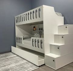 Astana Tamamı Mdf Yavrulu Seyyar Merdivenli  Ranza Ücretsiz Kurulum Byz