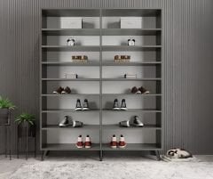 Duke 4 Kapaklı Ayakkabılık Füme Beyaz 180 cm M2- Ücretsiz Kurulum