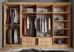 Foster Membran 8 Kapaklı 4 Çekmeceli Dolap Gardırop Montaj Dahil - Çam Beyaz