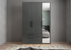 Parma 3 Kapaklı Gardırop Dolap Çam Füme - Ücretsiz Kurulum