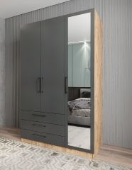 Parma 3 Kapaklı Gardırop Dolap Çam Füme - Ücretsiz Kurulum