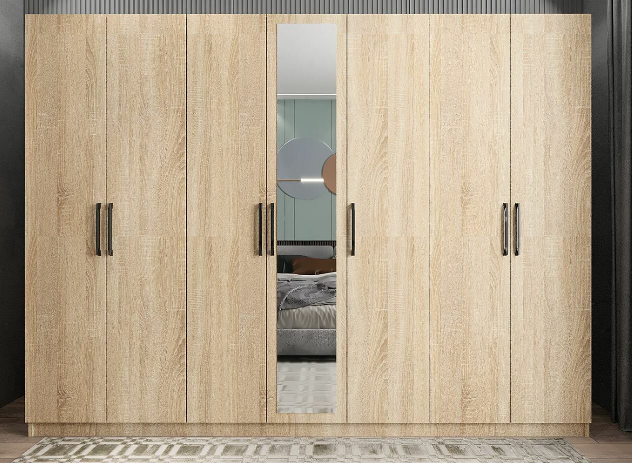 Çağın 7 Kapaklı Dolap Gardırop Meşe - Ücretsiz Kurulum