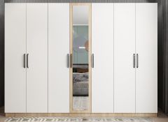 Çağın 7 Kapaklı Dolap Gardırop Meşe Beyaz - Ücretsiz Kurulum