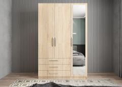 Parma 3 Kapaklı Gardırop Dolap Meşe - Ücretsiz Kurulum