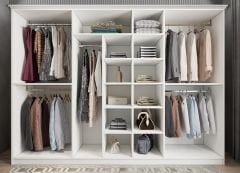 Arona Membran 7 Kapaklı Gardırop Montaj Dahil - Beyaz