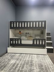 Astana Tamamı Mdf Yavrulu Seyyar Merdivenli  Ranza Ücretsiz Kurulum AB