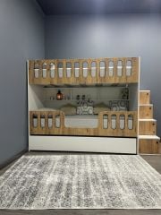 Astana Tamamı Mdf Yavrulu Seyyar Merdivenli  Ranza Ücretsiz Kurulum CB