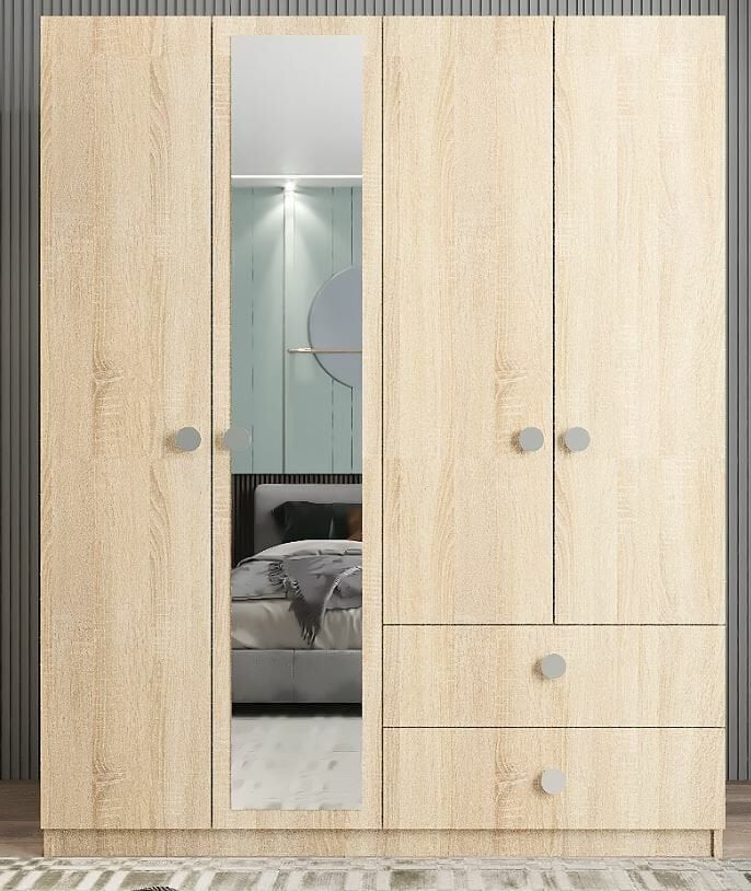 Point 4 Kapaklı Gardırop Dolap Meşe - Ücretsiz Kurulum