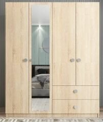 Point 4 Kapaklı Gardırop Dolap Meşe - Ücretsiz Kurulum