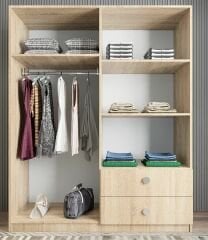 Point 4 Kapaklı Gardırop Dolap Meşe - Ücretsiz Kurulum