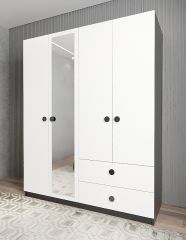 Point 4 Kapaklı Gardırop Dolap Füme Beyaz - Ücretsiz Kurulum