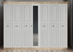 Arona Membran 7 Kapaklı Gardırop Montaj Dahil - Meşe Beyaz