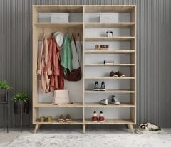 Sedef Portmanto Vestiyer Ayakkabılık Meşe-Ücretsiz Kurulum