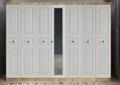 Arona Membran 7 Kapaklı Gardırop Montaj Dahil - Çam Beyaz