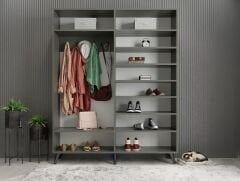 Sedef Portmanto Vestiyer Ayakkabılık Füme Beyaz-Ücretsiz Kurulum