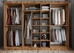 Arona Membran 7 Kapaklı Gardırop Montaj Dahil - Ceviz Beyaz