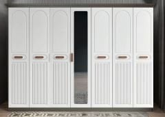 Etro Membran 7 Kapaklı Gardırop Montaj Dahil - Füme Beyaz