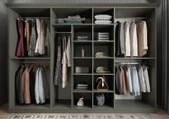 Etro Membran 7 Kapaklı Gardırop Montaj Dahil - Füme Beyaz