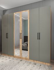 Kayra 6 Kapaklı Gardırop Dolap Çam Füme- Ücretsiz Kurulum