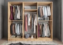 Kayra 6 Kapaklı Gardırop Dolap Çam Füme- Ücretsiz Kurulum