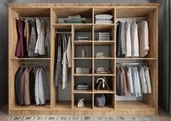 Etro Membran 7 Kapaklı Gardırop Montaj Dahil - Çam Beyaz