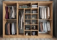 Etro Membran 7 Kapaklı Gardırop Montaj Dahil - Çam Beyaz