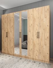 Kayra 6 Kapaklı Gardırop Dolap Çam- Ücretsiz Kurulum