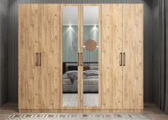 Kayra 6 Kapaklı Gardırop Dolap Çam- Ücretsiz Kurulum